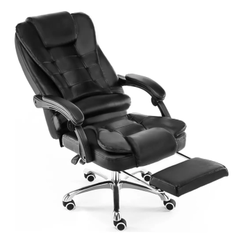 Cadeira De Escritorio Presidente Giratoria Preta com Couro Sintético