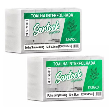 PAPEL TOALHA INTERFOLHA BRANCA 28 GR 20X21 1000 FOLHAS - ECONOMICO
