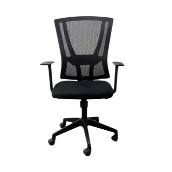 Cadeira de Escritório Preta Tela Mesh Com Ajuste de Lombar e Base Giratória