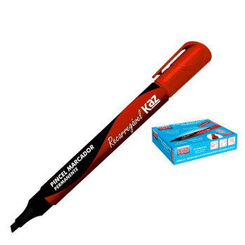 PINCEL MARCADOR PERMANENTE VERMELHO RECARREGAVEL - KAZ