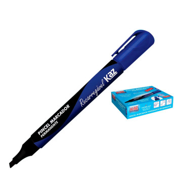 PINCEL MARCADOR PERMANENTE AZUL RECARREGAVEL - KAZ