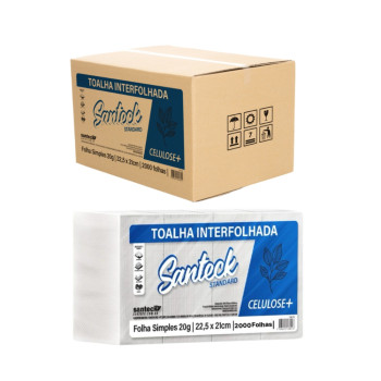 Papel Toalha Interfolha Branco 100% Celulose 22,5x21Cm Santeck Pct C/2000 Folhas