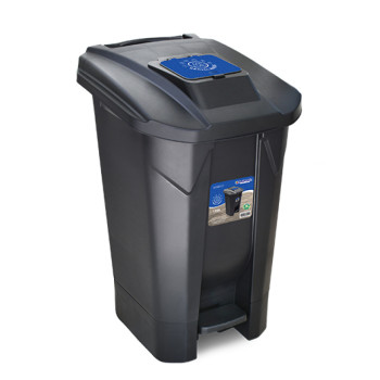 LIXEIRA 120LTS PRETA RECICLAVEIS C/ RODA PEDAL TAMPA CLICK - ARQPLAST