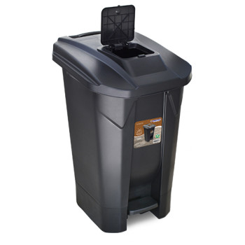 LIXEIRA 120L PRETA ORGANICOS C/ RODA PEDAL TAMPA CLICK - ARQPLAST