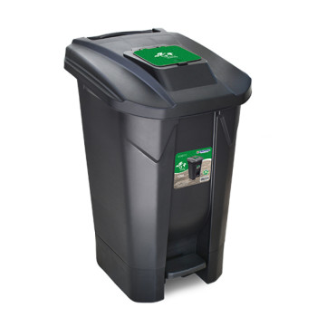 LIXEIRA 120L PRETA C/ RODA PEDAL TAMPA CLICK - ARQPLAST