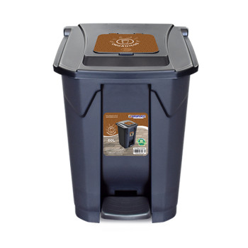 LIXEIRA 60L PRETA ORGANICOS C/ RODA PEDAL TAMPA CLICK - ARQPLAST
