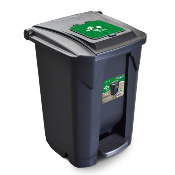 LIXEIRA 60L PRETA C/ RODA PEDAL TAMPA CLICK - ARQPLAST