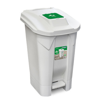 LIXEIRA 120L BRANCA C/ RODA PEDAL TAMPA CLICK BRANCA - ARQPLAST