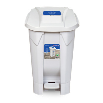 LIXEIRA 120L BRANCA RECICLAVEIS C/ RODA PEDAL TAMPA CLICK - ARQPLAST