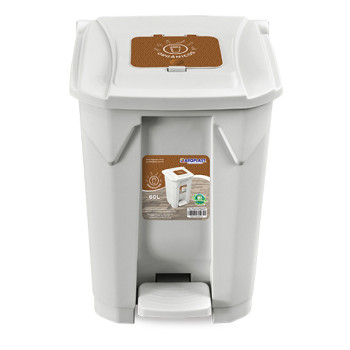 LIXEIRA 60L BRANCA ORGANICOS C/ RODA PEDAL TAMPA CLICK - ARQPLAST