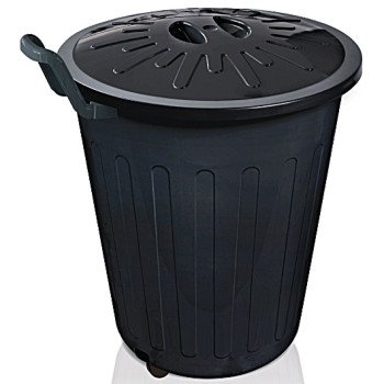 LIXEIRA 100L C/RODAS PRETO - ARQPLAST