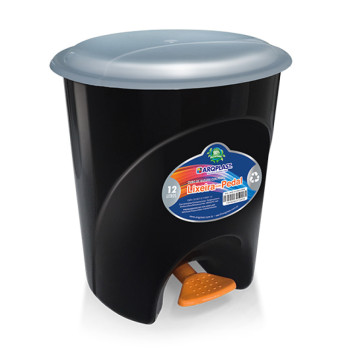 LIXEIRA 12L C/ PEDAL PRETO - ARQPLAST