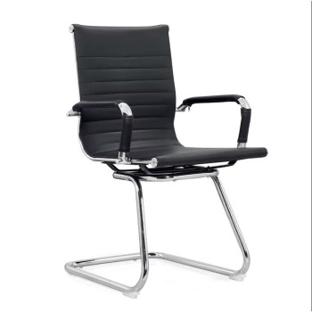 Cadeira de Escritório Executiva Base Fixa – Couro Sintético, Braços Acolchoados, Base em Aço Cromado