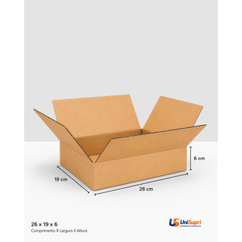 Caixa de Papelão Tipo Maleta 26x19x6 cm para Envio e E-commerce Código: CM26X19X6