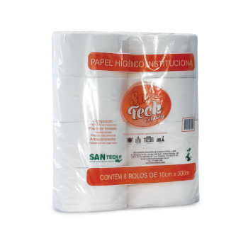 Pacote com 8 Rolos Papel Higiênico Rolão Folha Simples 10x300 100% Celulose 17g