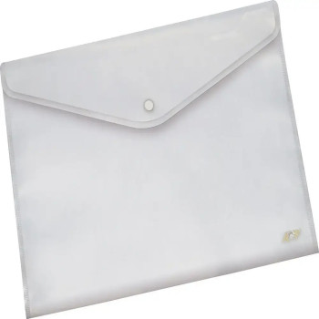 PASTA A4 COM BOTÃO DE PRESSÃO CRISTAL